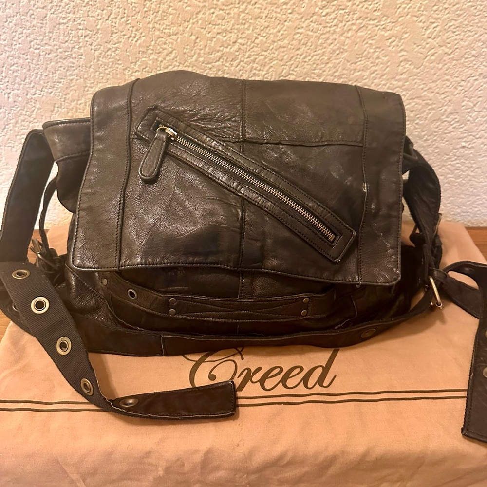 Black Leather Messenger Bag